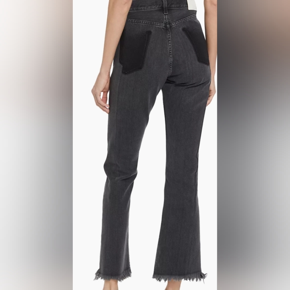 NWT EB Denim Straight Leg Split Hem Black Wash Jeans Size 27 - Picture 4 of 14